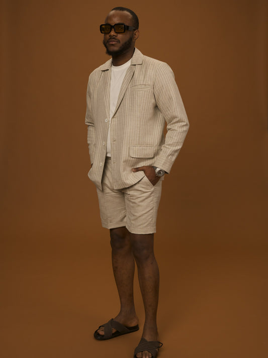 Hemp Set Shorts by VALAJI MILANO, shown as a full outfit.