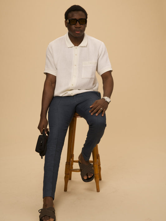 Hemp Casual Set Polo by VALAJI MILANO, shown as a full outfit.