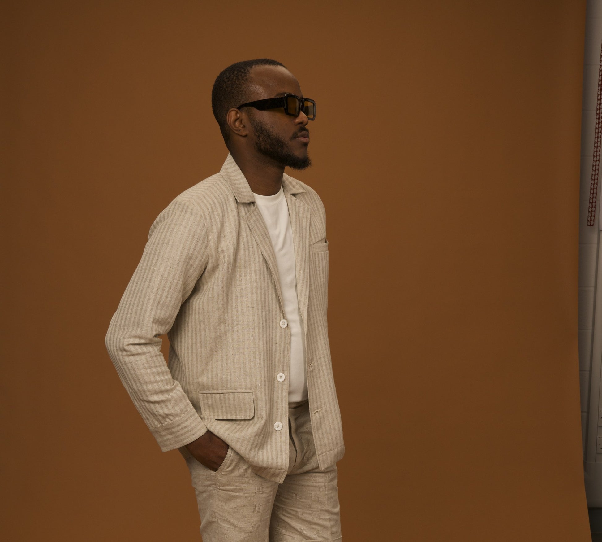 Hemp Set Suiting in hemp-cotton, natural greige, by VALAJI MILANO.