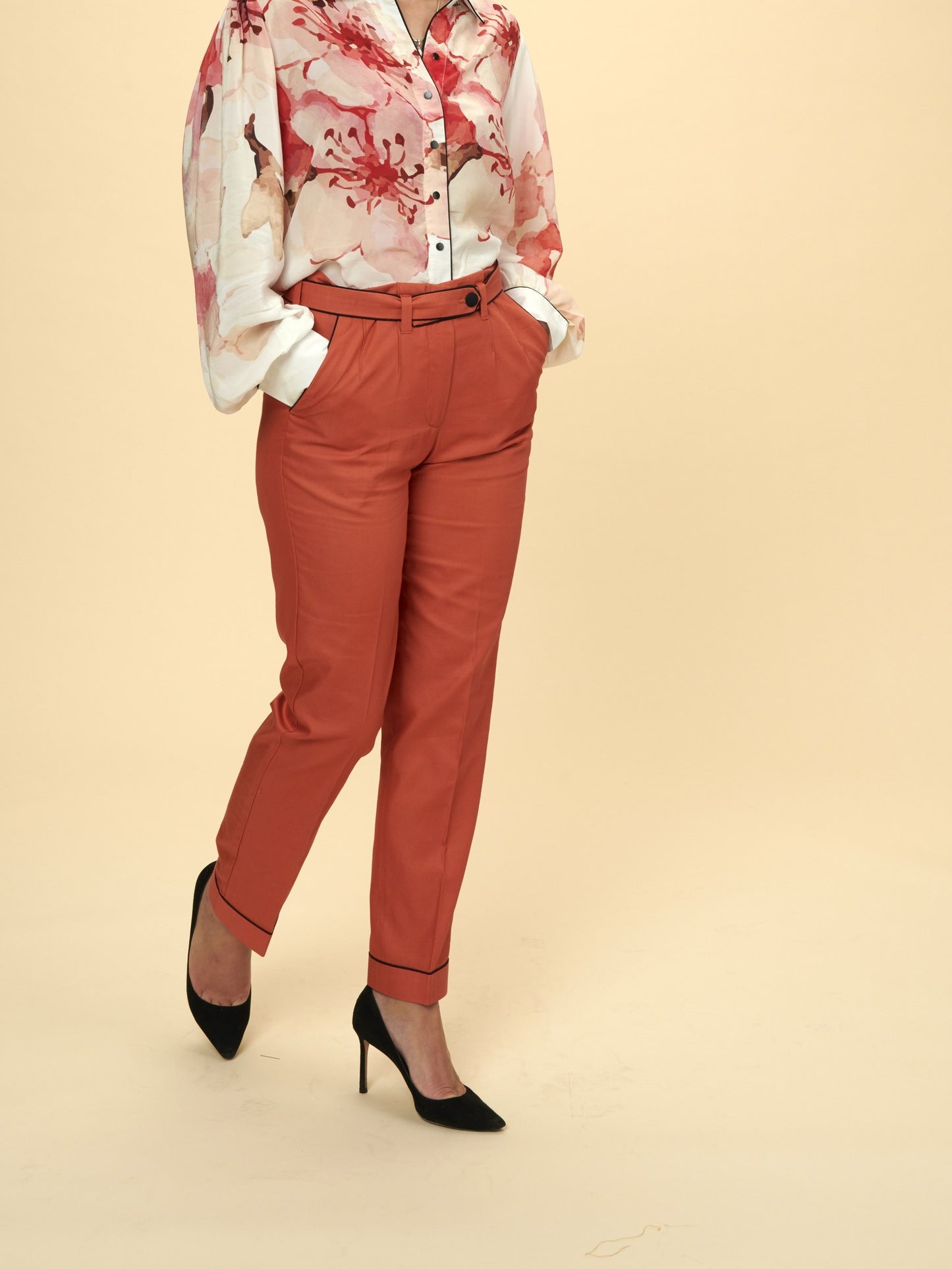 Formal Wear Trouser in bamboo, dark peach, by VALAJI MILANO.