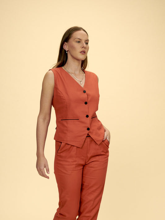 Formal Wear Waistcoat in bamboo, dark peach, by VALAJI MILANO.