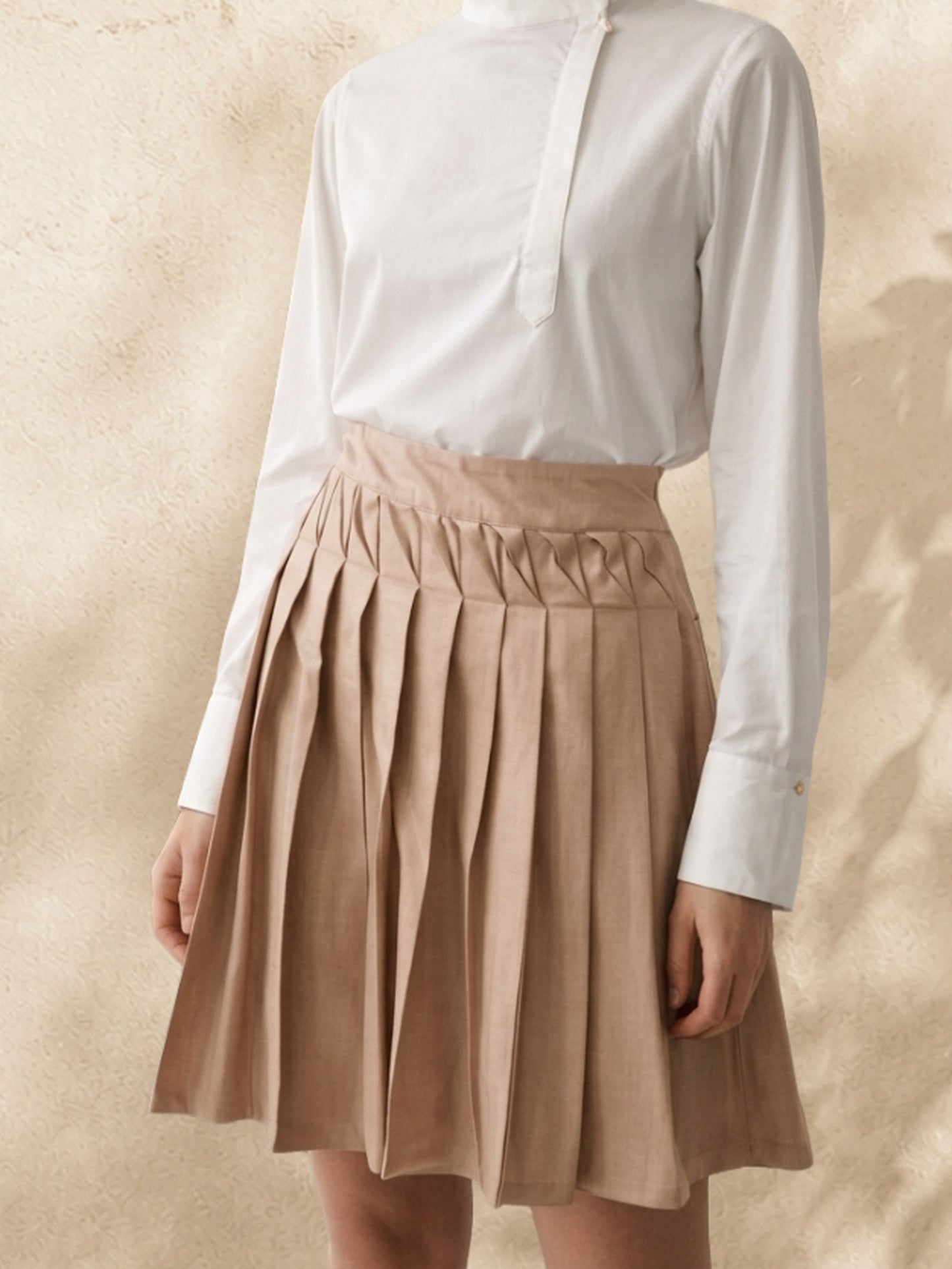 Formal Wear Skirt, pleated tencel shading dusty rose to copper, by VALAJI MILANO.