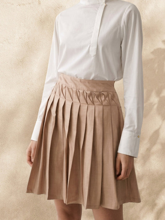 Formal Wear Skirt, pleated tencel shading dusty rose to copper, by VALAJI MILANO.